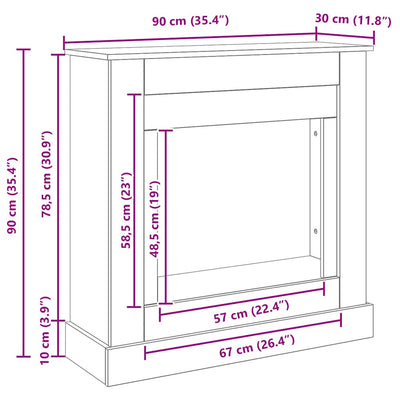 Takkahuone Musta Tammi 90x30x90 cm Teknillinen puu