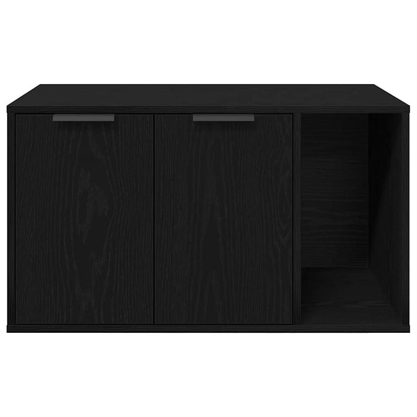 Kissanhiekkalaatikon aitaus musta tammi 80x50x45 cm tekopuu
