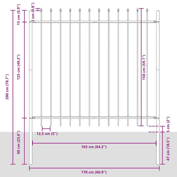 Puutarha-aita WOERDEN 4 kpl 6,8 x 1,5 m Jauhemaalattu teräs