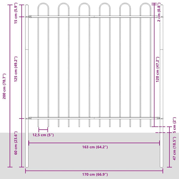 Puutarha-aita BOXTEL 4 kpl 6,8 x 1,5 m Jauhemaalattu teräs