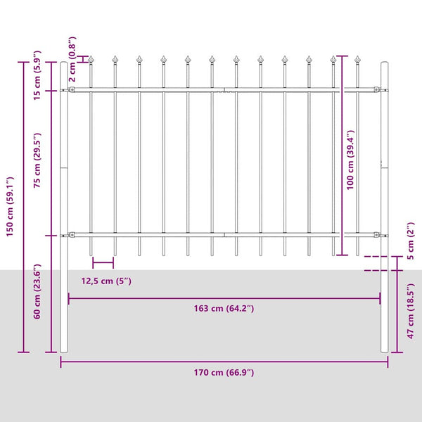 Puutarha-aita WOERDEN 5 kpl 8,5 x 1 m Jauhemaalattu teräs