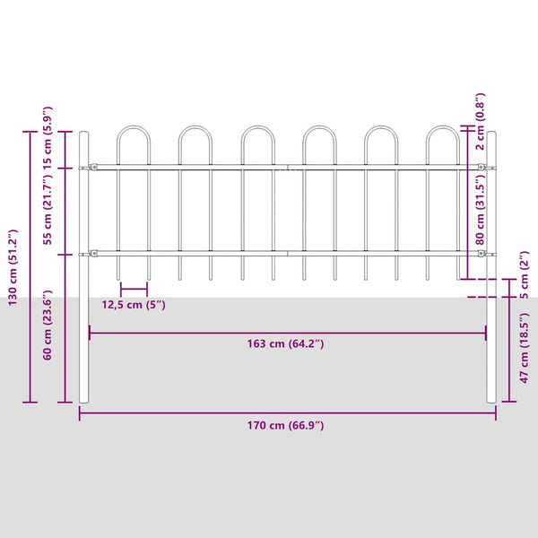 Puutarha-aita BOXTEL 9 kpl 15,3 x 0,8 m Jauhemaalattu teräs