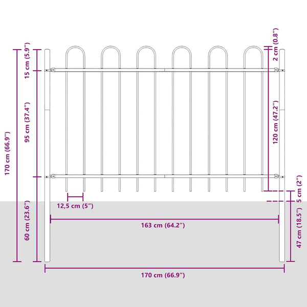 Puutarha-aita BOXTEL 9 kpl 15,3 x 1,2 m Jauhemaalattu teräs