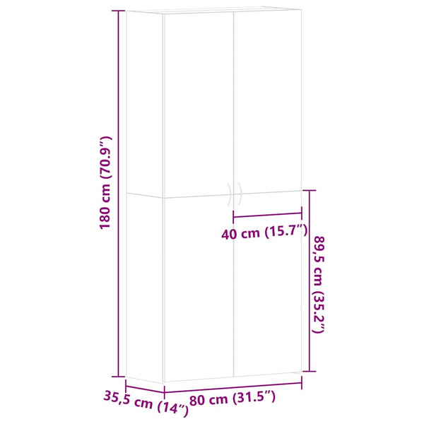 Kenkäkaappi 80 x 35.5 x 180 cm Tekninen puu Ruskea