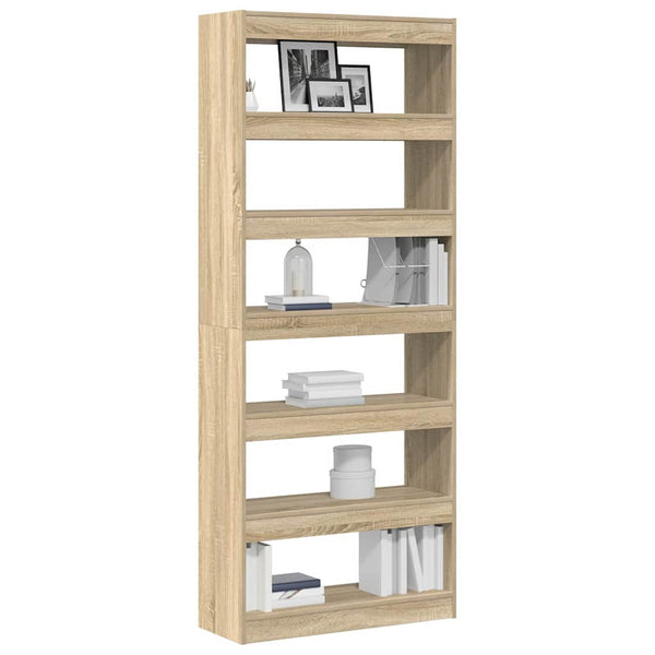 Kirjahylly 6 tasoa 80 x 30 x 198 cm Tekninen puu Sonoman tammi