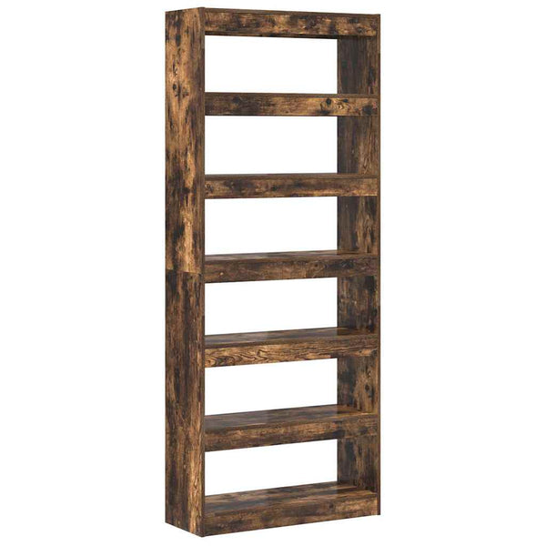 Kirjahylly 6 tasoa 80 x 30 x 198 cm Tekninen puu Savupähkinä