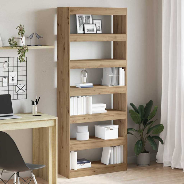 Kirjahylly 6 tasoa 80 x 30 x 198 cm Tekninen puu Artisan tammi