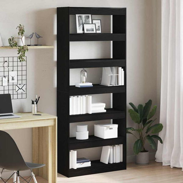 Kirjahylly 6 tasoa 80 x 30 x 198 cm Tekninen puu Musta tammi.