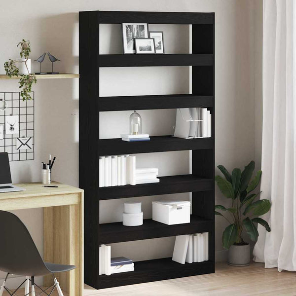 Kirjahylly 6 tasoa 100 x 30 x 198 cm Tekninen puu Musta Tammi