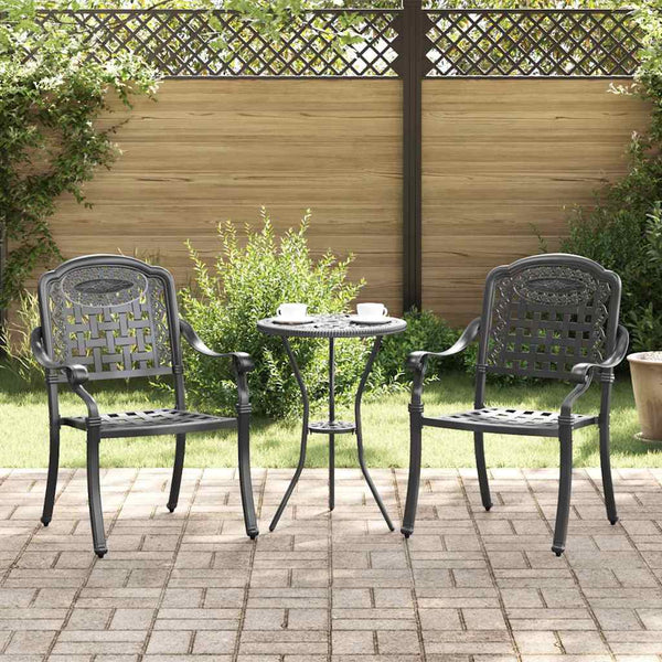 Puutarhan Tuoli 2 kpl Alumiini Musta 55 x 56.5 x 91cm