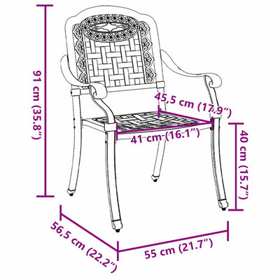 Valkoinen puutarhan tuoli Billye 55x56.5x91cm (2 pcs alumiini)