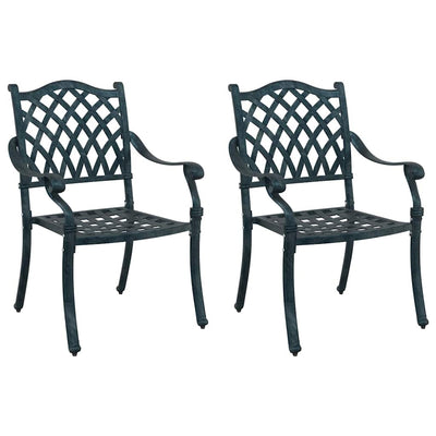 Vihreä puutarhan tuoli Qimei 55x56.5x91cm (2 pcs, alumiini)