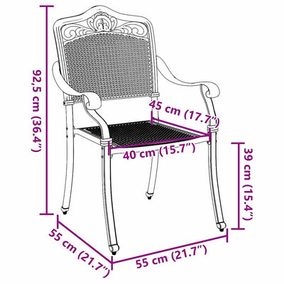 Musta puutarhan tuoli Gegeac 55x56.5x91cm (2 pcs, alumiini)