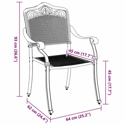 Vihreä puutarhan tuoli Benedict 55x56.5x91cm (2 pcs alumiini)