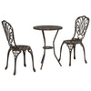 Puutarhan 3 osainen Bistro Set pronssi alumiinista