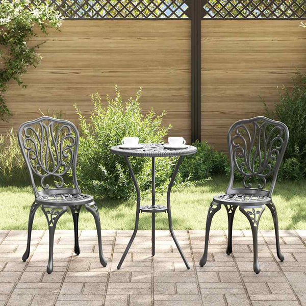 3 osaa Musta Alumiini Bistro Set Puutarhaan