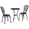 3 osaa Musta Alumiini Bistro Set Puutarhaan