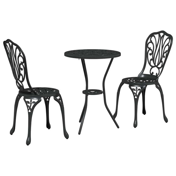 3 osaa Musta Alumiini Bistro Set Puutarhaan