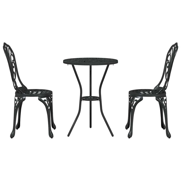 3 osaa Musta Alumiini Bistro Set Puutarhaan