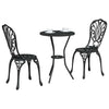 3 osaa Musta Alumiini Bistro Set Puutarhaan