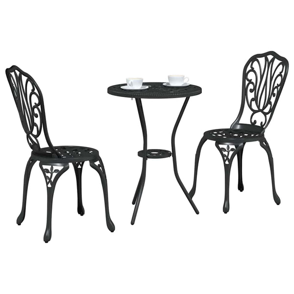 3 osaa Musta Alumiini Bistro Set Puutarhaan