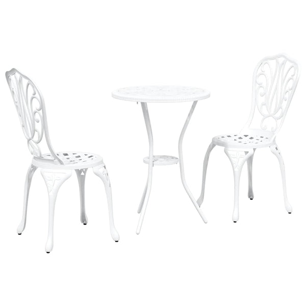 Bistro Set 3 pcs Valkoinen Alumiini Puutarhaan