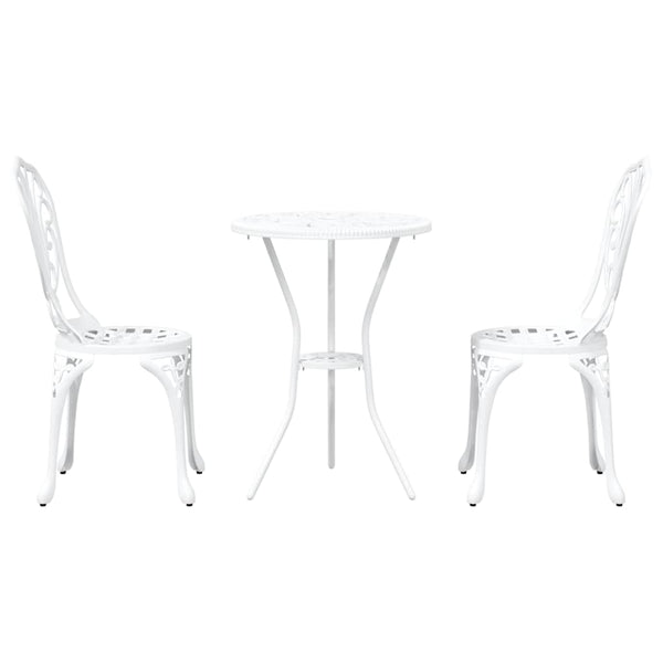 Bistro Set 3 pcs Valkoinen Alumiini Puutarhaan