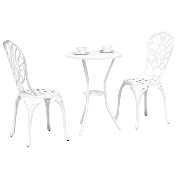 Bistro Set 3 pcs Valkoinen Alumiini Puutarhaan