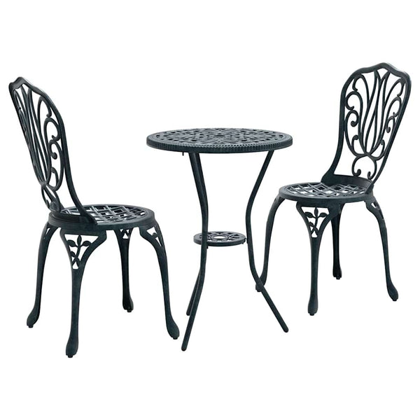 Alumiininen Bistro Set Puutarhaan 3 osaa Vihreä
