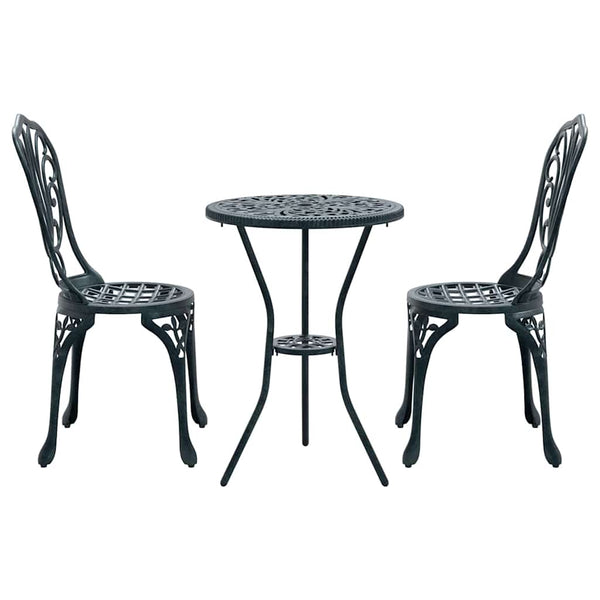 Alumiininen Bistro Set Puutarhaan 3 osaa Vihreä