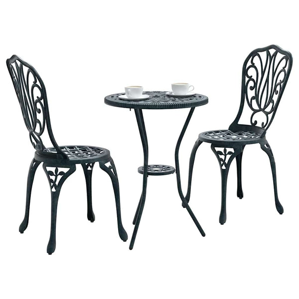 Alumiininen Bistro Set Puutarhaan 3 osaa Vihreä