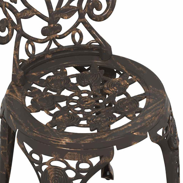 3 osainen puutarhan Bistro Set pronssi alumiinista