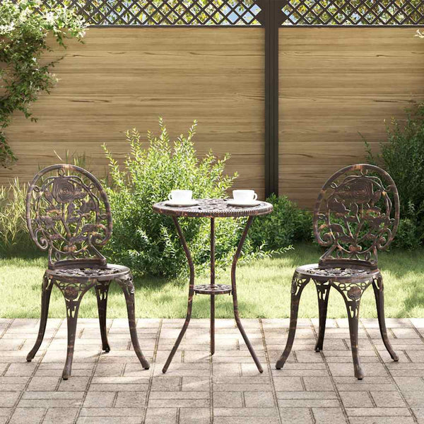 3 osainen puutarhan Bistro Set pronssi alumiinista