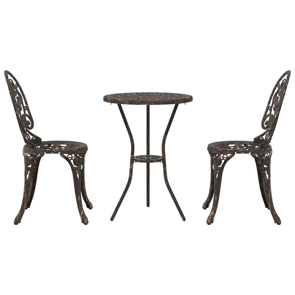 3 osainen puutarhan Bistro Set pronssi alumiinista