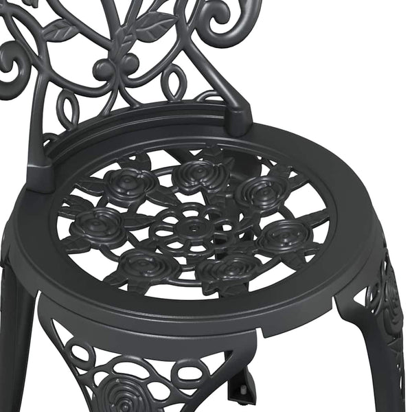 Musta Alumiini Puutarhan Bistro Set 3 kpl