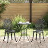 Musta Alumiini Puutarhan Bistro Set 3 kpl