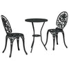 Musta Alumiini Puutarhan Bistro Set 3 kpl