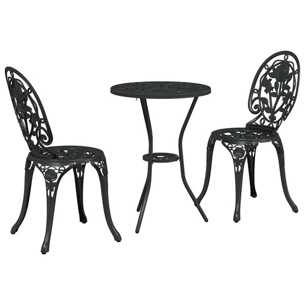 Musta Alumiini Puutarhan Bistro Set 3 kpl