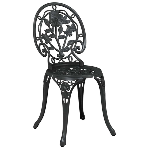 Musta Alumiini Puutarhan Bistro Set 3 kpl