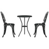 Musta Alumiini Puutarhan Bistro Set 3 kpl