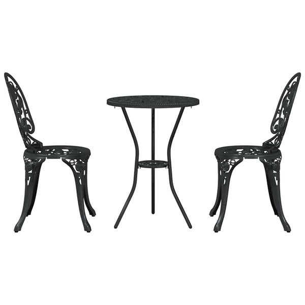 Musta Alumiini Puutarhan Bistro Set 3 kpl