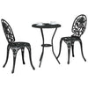 Musta Alumiini Puutarhan Bistro Set 3 kpl