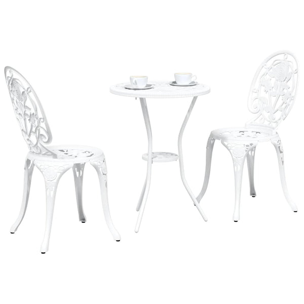 Puutarhan Bistro Set 3 kpl Valkoinen Alumiini