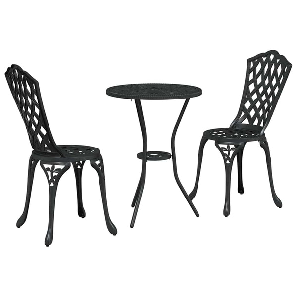 Bistro Set 3 osaa Musta Alumiini Puutarhaan