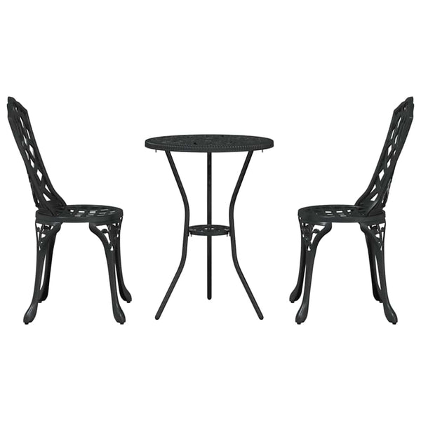 Bistro Set 3 osaa Musta Alumiini Puutarhaan