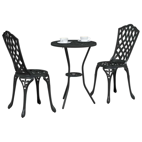 Bistro Set 3 osaa Musta Alumiini Puutarhaan