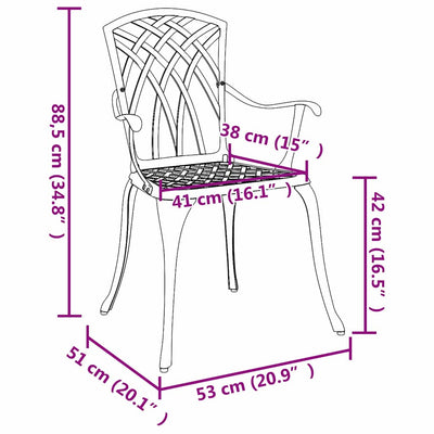 Musta puutarhan tuoli Remeut 55x56.5x91cm (2 pcs alumiini)