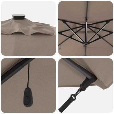 Harmaanruskea aurinkovarjo Ullisse 286x285x270cm (alumiini)