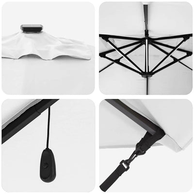 Beige ja musta kaatovarjo roma lukkoon Petromela 352x251x265cm