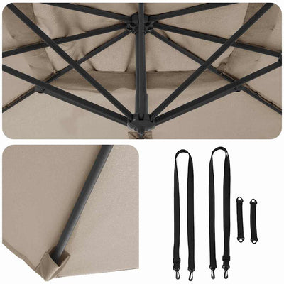 Taupe ja musta kaatovarjo roma Francz 352x251x260cm